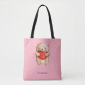 Cute Teddy Bear die een rood hart draagt Tote Bag (Voorkant)