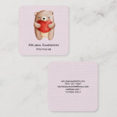 Cute Teddy Bear die een rood hart draagt Vierkante Visitekaartje (Voorkant / Achterkant)
