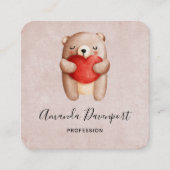 Cute Teddy Bear die een rood hart draagt Vierkante Visitekaartje (Voorkant)