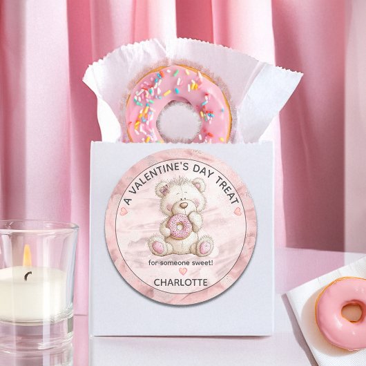 Cute Teddy Bear | Donut Sweet Treat Valentines Ronde Sticker