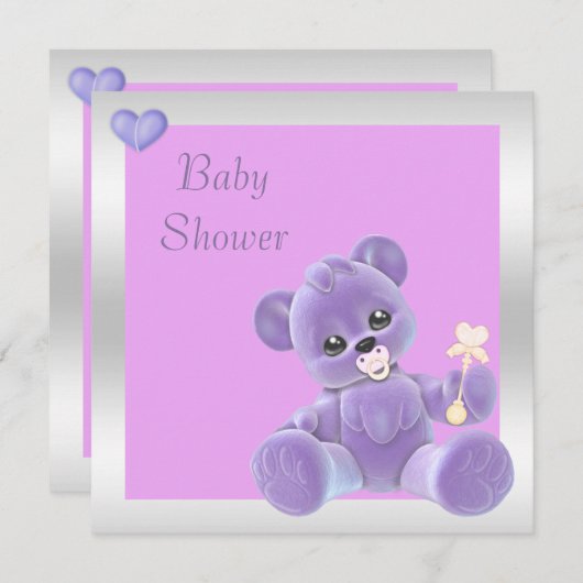 Cute Teddy Bear Double Sided Baby shower Kaart (Voorkant / Achterkant)
