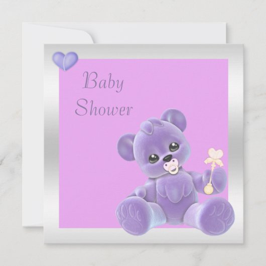 Cute Teddy Bear Double Sided Baby shower Kaart (Voorkant)