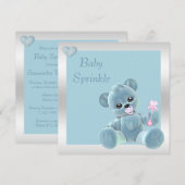 Cute Teddy Bear Double Sided Baby Sprinkle Kaart (Voorkant / Achterkant)