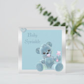 Cute Teddy Bear Double Sided Baby Sprinkle Kaart (Staand voorkant)