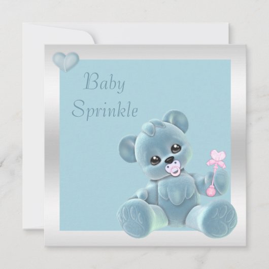 Cute Teddy Bear Double Sided Baby Sprinkle Kaart (Voorkant)