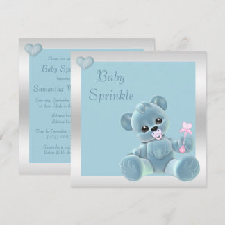 Cute Teddy Bear Double Sided Baby Sprinkle Kaart