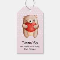Cute Teddy Bear draagt een rood hart Dank je