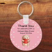 Cute Teddy Bear draagt een rood hart Dank je Sleutelhanger (Voorkant)