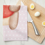 Cute Teddy Bear draagt een rood hart op poka Dots Theedoek (Quarter Fold)