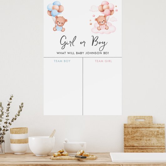 Cute Teddy Bear Dreamweaver Cub Gender Voting Sign Poster (Keuken)