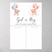 Cute Teddy Bear Dreamweaver Cub Gender Voting Sign Poster (Voorkant)