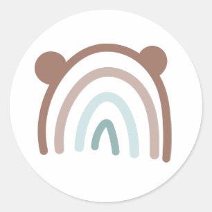 Cute Teddy Bear Ears Rainbow Envelope Seal Ronde Sticker