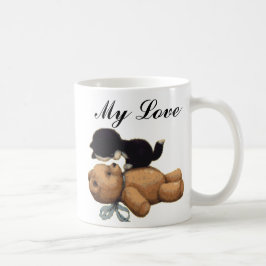 Cute Teddy Bear en Black Cat - Mijn liefde Koffiemok
