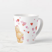 Cute Teddy Bear en Hearts Latte Mok (Rechterhoek)