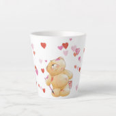 Cute Teddy Bear en Hearts Latte Mok (Voorkant)