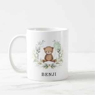 Cute Teddy Bear Eucalyptus Greenery Wreatname Name Koffiemok