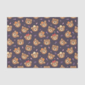 Cute Teddy Bear Face Pattern herfst | PAARS Tissuepapier (Voorkant)
