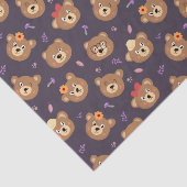 Cute Teddy Bear Face Pattern herfst | PAARS Tissuepapier (Detail)