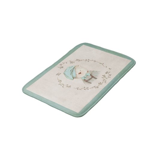 Cute Teddy Bear Floral  Whimsy Badmat (Gekanteld)