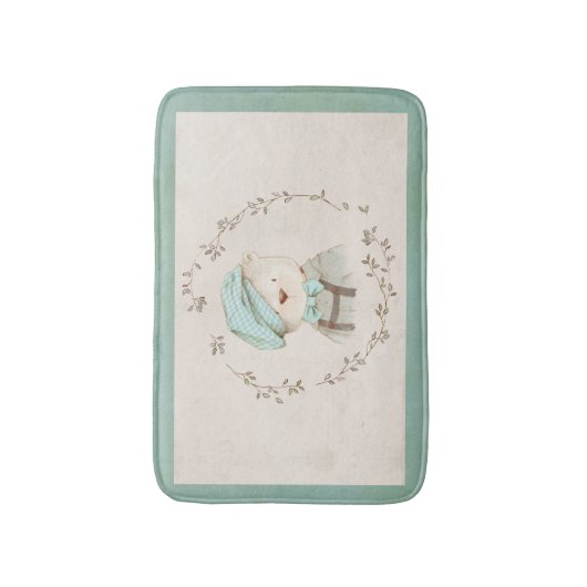 Cute Teddy Bear Floral  Whimsy Badmat (Voorkant Verticaal)