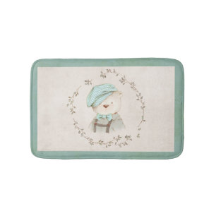 Cute Teddy Bear Floral  Whimsy Badmat