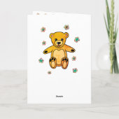 Cute Teddy Bear Flowers Happy Birthday Kinder Kaart (Achterkant)