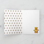Cute Teddy Bear Flowers Happy Birthday Kinder Kaart (Binnen)