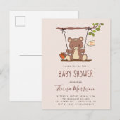 Cute Teddy Bear Gender Neutral Baby shower Uitnodiging Briefkaart (Voorkant / Achterkant)