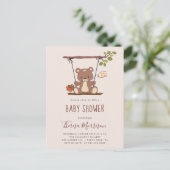 Cute Teddy Bear Gender Neutral Baby shower Uitnodiging Briefkaart (Staand voorkant)