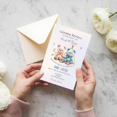 Cute Teddy Bear Gender Reveal Invitation Kaart
