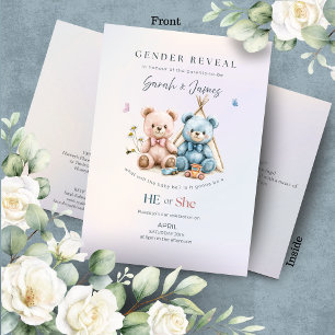 Cute Teddy Bear Geslacht Reveal Uitnodiging