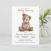 Cute Teddy Bear Girl Baby shower Kaart (Staand voorkant)
