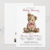 Cute Teddy Bear Girl Baby shower Kaart (Voorkant / Achterkant)