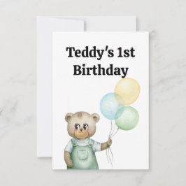 cute teddy bear green background bedankkaart