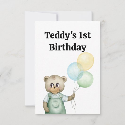cute teddy bear green background bedankkaart (Voorkant)