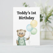 cute teddy bear green background bedankkaart (Staand voorkant)