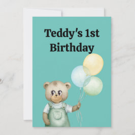 cute teddy bear green background bedankkaart
