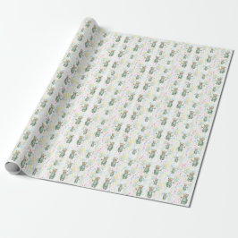 cute teddy bear green background cadeaupapier