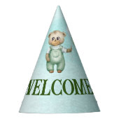 cute teddy bear green background feesthoedjes (Voorkant)