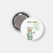 cute teddy bear green background magneet (Voorkant / Achterkant)