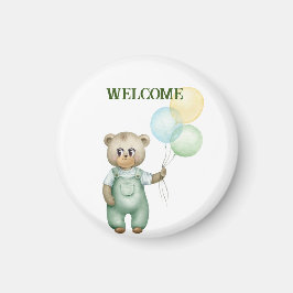 cute teddy bear green background magneet