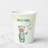 cute teddy bear green background papieren bekers (Voorkant)