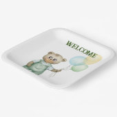 cute teddy bear green background papieren bordje (Gebogen)