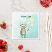 cute teddy bear green background servet (Insitu)