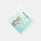 cute teddy bear green background servet (Hoek)