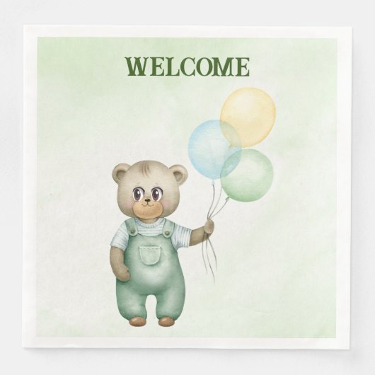 cute teddy bear green background servet (Voorkant)