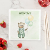 cute teddy bear green background servet (Insitu)