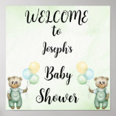 Cute teddy bear green wallpaper poster (Voorkant)