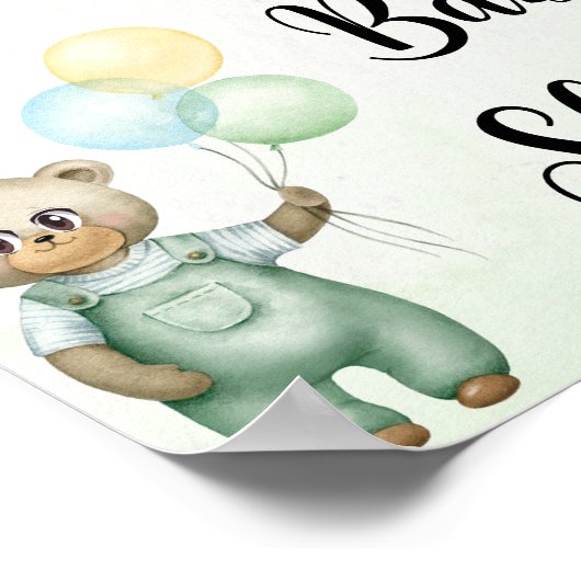 Cute teddy bear green wallpaper poster (Hoek)