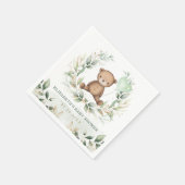 Cute Teddy Bear Greenery Gold Balloon Baby shower Servet (Hoek)